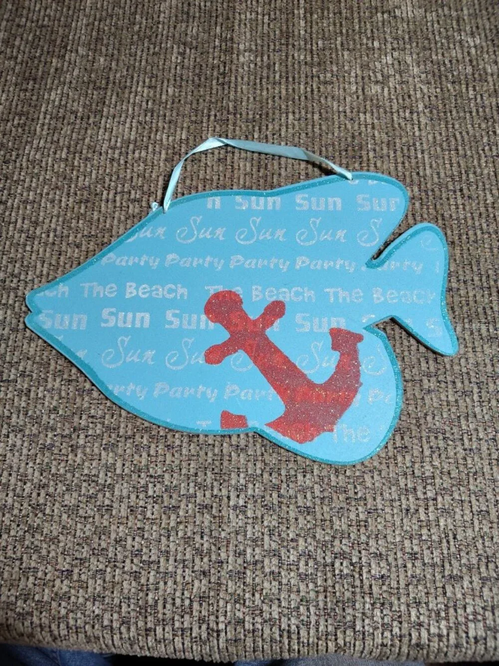 Wood Tropical Fish Beach Relax Party Hanging Sign Door Plaque Decoration